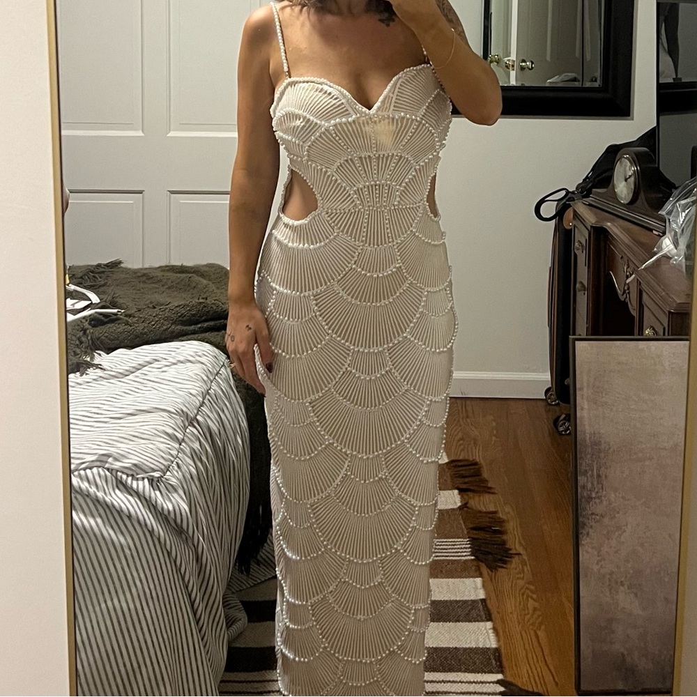 Pearl cut out mermaid maxi dress